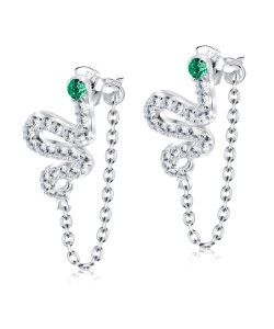 Snake Shaped with CZ Silver Ear Stud STS-5416